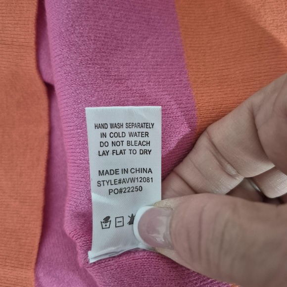 Avara Janine Sweater Womens Medium Pink Colorblock Mock Neck Knit Pullover - Picture 3 of 9